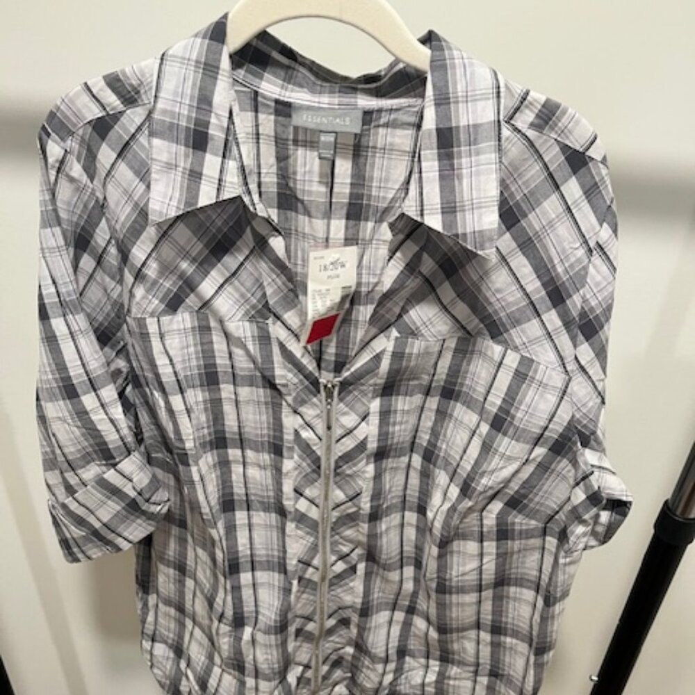 Plaid Perfection Zip-Up Blouse